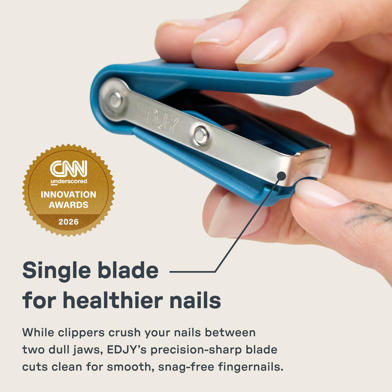 EDJY Fingernail Cutter - Precision Stainless Steel Nail Cutter for Fingernails | Sharp Blade, Ergonomic Design, Durable & Rust-Resistant | Ideal for Men and Women EDJY Blue | 2-Pack Edjy Blue (2-pack)