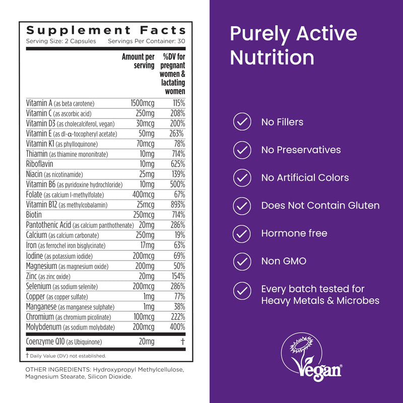 Proceive Breastfeeding Moms Vitamins, 1 Month Supply, 60 Capsules | Postnatal Supplement After Childbirth, 24 Key Nutrients, Fourth Trimester Support, Postpartum New Mums, Vegan Daily Nutrition