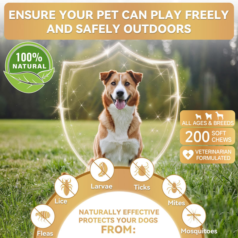 Dog Flea and Tick Prevention Soft Chews + Cat & Dog Urinary Tract Infection Treatment with Cranberry, Dual-Action Natural Wellness