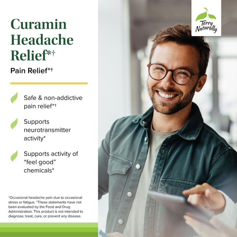 Terry Naturally Curamin Headache - Pain & Discomfort Relief - 21 Count | BCM-95, BOS-10, DLPA. Occasional Head Discomfort Support. 21 tablets.