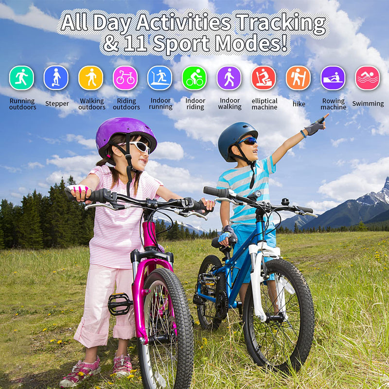 Kids Watch Fitness Tracker, Fitness Watches for Kids, Activity Tracker with Pedometers, Stopwatch, IP68 Waterproof, 11 Sport Modes Smart Watch for Kids Age 6-16 Years Old Pink