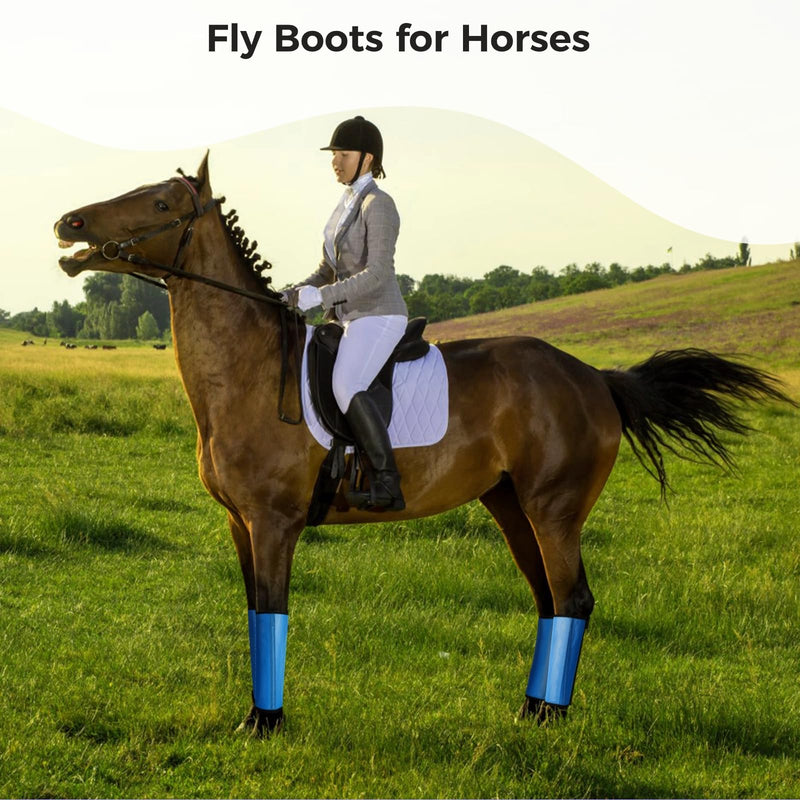 4 PCS Mesh Horse Leg Protectors, Mesh Fly Boots Set for Horses, Mesh Horse Guards Leg Wraps, Anti-Slip Textilene Mesh Fly Boots Horse 4Pcs-Blue - BeesActive Australia