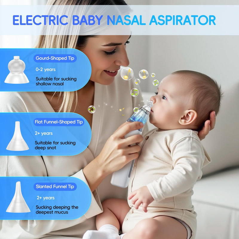 Nasal Aspirator for Baby, Electric Nose Sucker for Baby & Toddler, Congestion Relief with 3 Levels Suction,Soothing Light & Nursery Rhymes (Large A) Large A