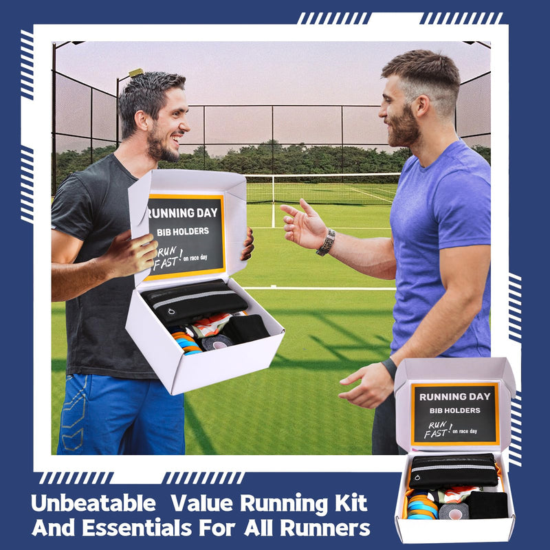 Running Gift Box - 13 Runner Essentials Kit with Running Belt Headlamp Kinesiology Tape Folding Water Cup & More, Marathon Training Night Running Outdoor, Fitness & Trail Running Gift for Men Women Black