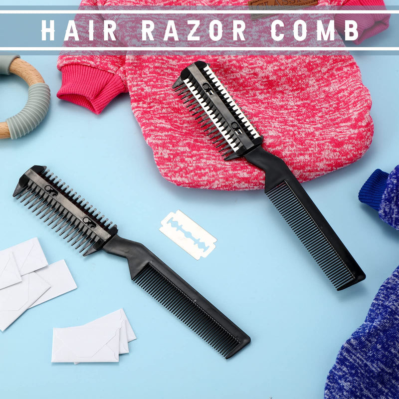 5 Pieces Razor Comb for Dogs Hair Grooming Trimmer Comb for Pet Razor Comb with 25 Extra Blades Manual Dog Hair Trimmer Comb Double Edge Razor for Dogs (Black) Black - BeesActive Australia