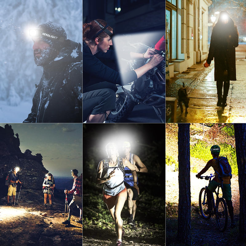 LED Headlamp Rechargeable, 4 Pack Head Lamp Flashlight Headlight Light with Motion Sensor for Outdoor Camping Biking Running Fishing