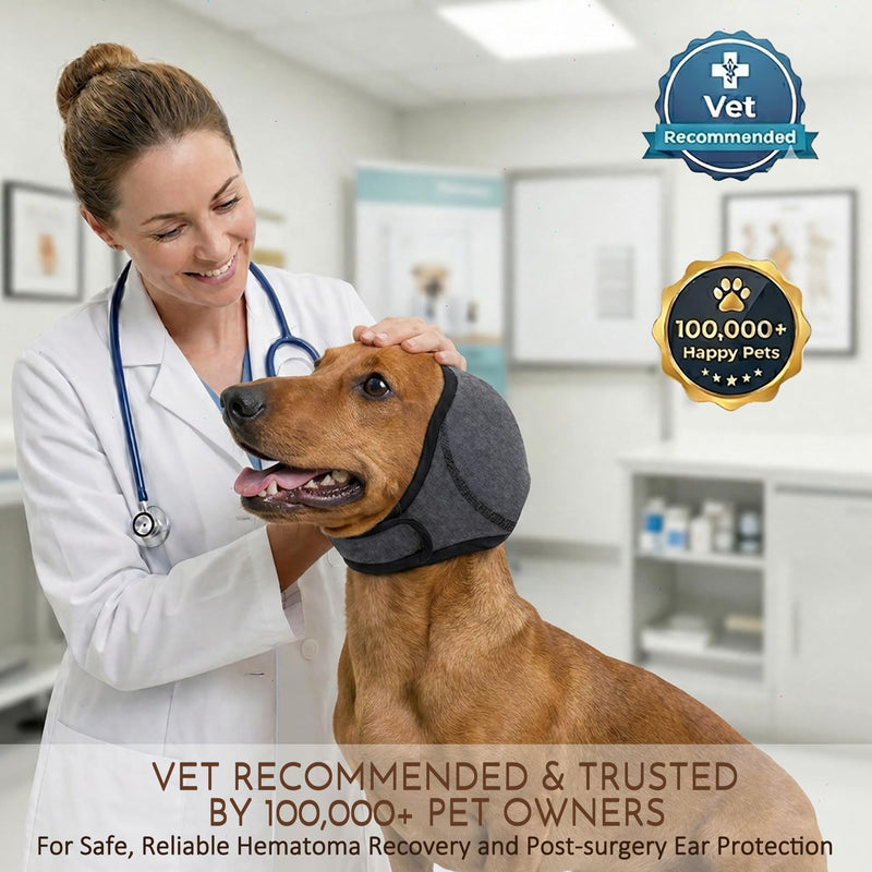 HOFi No-Shake Ear Wraps for Dogs: Reduce Ear Shaking by 95% During Hematoma Recovery - Secure No-Slip Fit After Surgery - Cone Alternative for Dachshund/Westie/Shiba Inu Small Breed