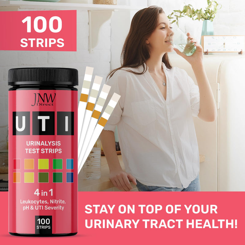 JNW Direct 4-in-1 Urine Test Strips - 100 UTI Test Strips, Accurate At Home UTI Test for Women & Men, Results in 60 Seconds, Urinalysis Test Strips Full Panel, Quick & Easy Home UTI Test Strips - BeesActive Australia
