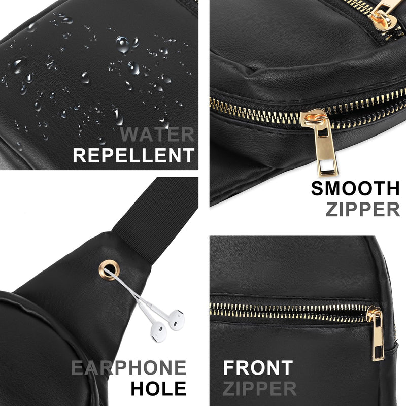 VOROLO Large PU Sling Bag For Women and Men Crossbody Bag For Women and Men Cross Body bag with Ajustable Strap Black 03 PU PU Black