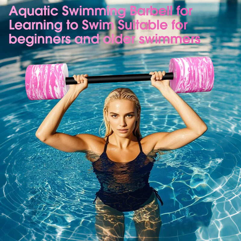29.3’’ Swimming Barbell with Water Exercise Discs Swim Dumbbell High Density EVA Foam Aquatic Exercise Equipment Swimming Aid for Adults Pink