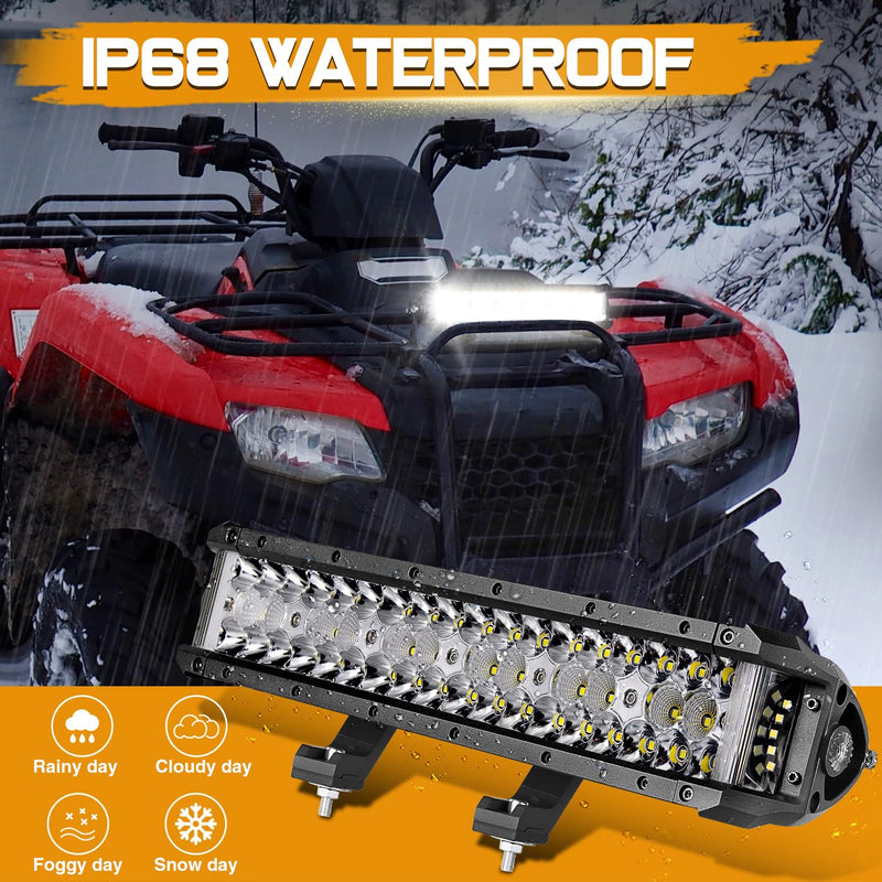 13.5 Inch LED Light Bar, 174W Side Shooter Triple Row LED Pods Off Road Bumper Bar Spot Flood Combo Driving Fog Lights for Trucks ATV UTV SUV Pickup Boat Tractor 13.5 Inch - BeesActive Australia