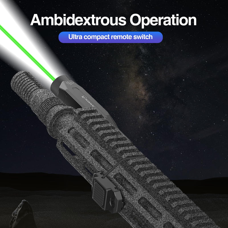 DARKFANG Mlok and Picatinny Flashlight and Laser Combo for Rifle, 1450 Lumen Weapon Light with Removeable Pressure Switch Green Laser Light Combo For Mlok/Picatinny