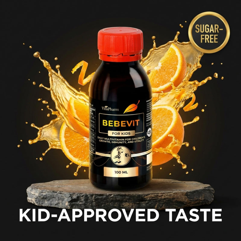 Bebevit Kids Liquid Multivitamin – Sugar-Free for Growth, Immunity & Bones | Vitamins A, C, D3, E, K2 & B-Complex for Kids & Toddlers Ages 1+ – Bone, Immune & Growth Support – Non-GMO – 100ml