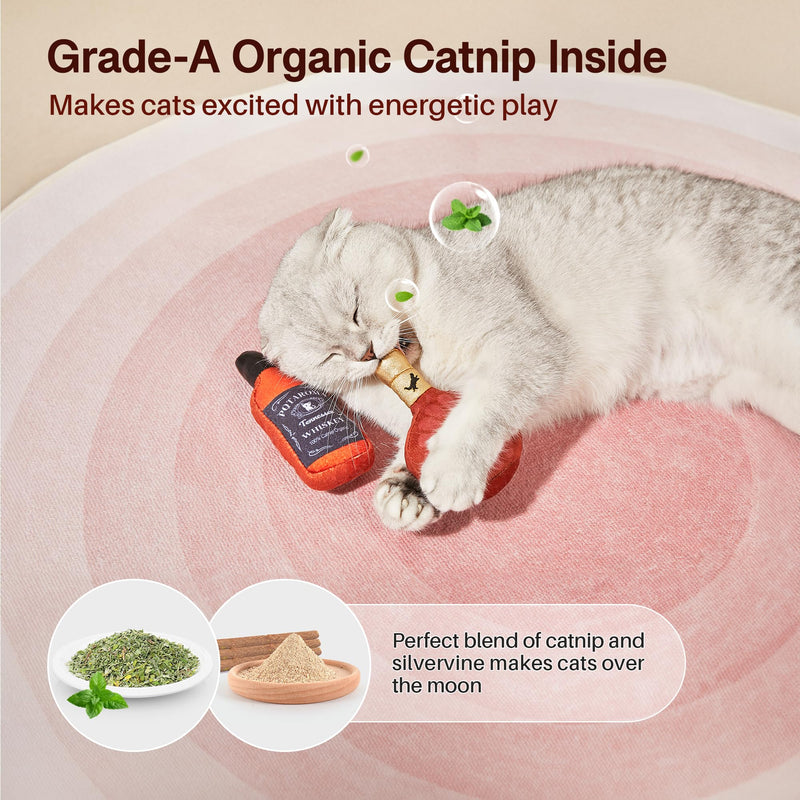 Potaroma Liquor-Simulation Cat Toys 2Pcs Catnip Crinkly Sound Toy, Durable Kitten Bite Kicker Toys, Indoor Feline Exercise 4.5 Inches for All Breeds - BeesActive Australia