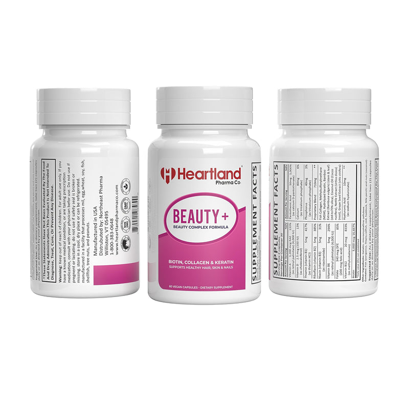 Beauty+ Complex Formula Capsules | Biotin, Collagen & Keratin | Healthy Hair, Skin & Nails Supplement | Supports Radiant Complexion| Vegan-Friendly, High Potency Supplement | 60 Count 60 Count (Pack of 1) Beauty+ Complex