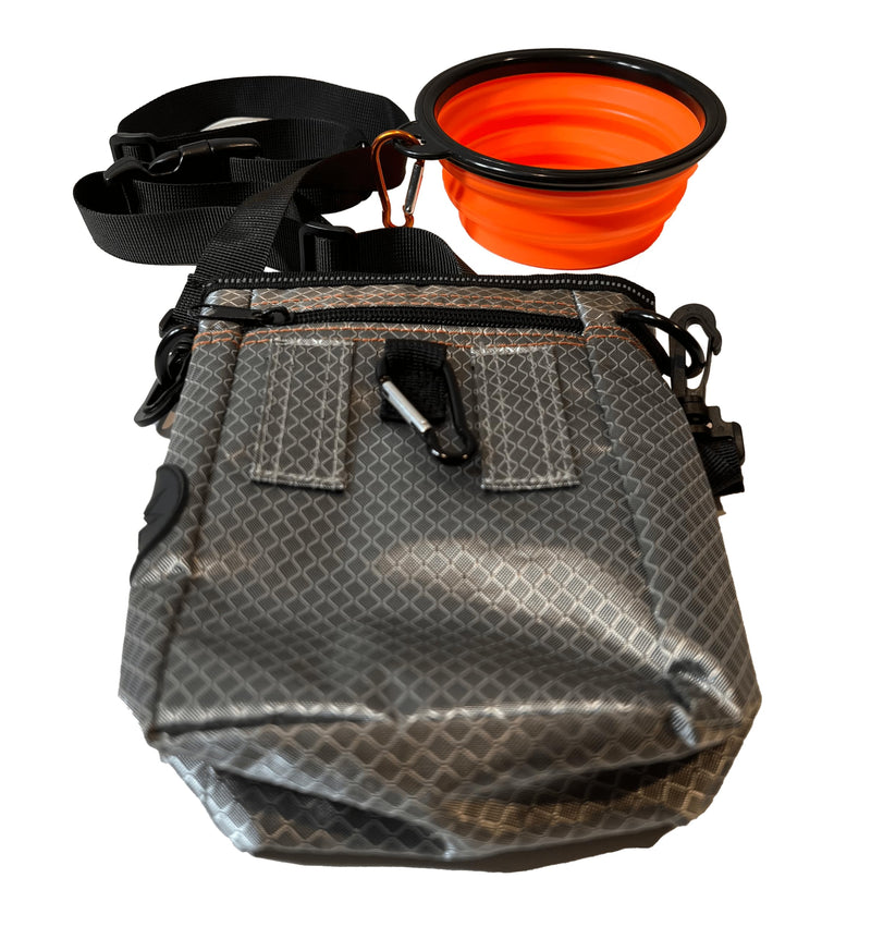 Dog Treat Training Pouch - Dog Training Bag Easily Carries Pet Toys & Treats. Includes Clicker, Foldable Bowl & Poop Bags, 3 Ways to Wear. Perfect for Obedience & Agility Training. Gray & Orange. - BeesActive Australia