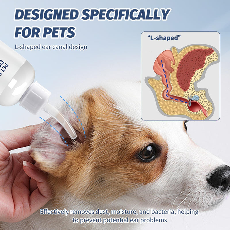 Ear Cleaner for Dogs & Cats, Dog Ear Drops for Soothes Itchy and Wax Build Up, Control Ear Odor, Gently Reduces Discomfort, 60 ml
