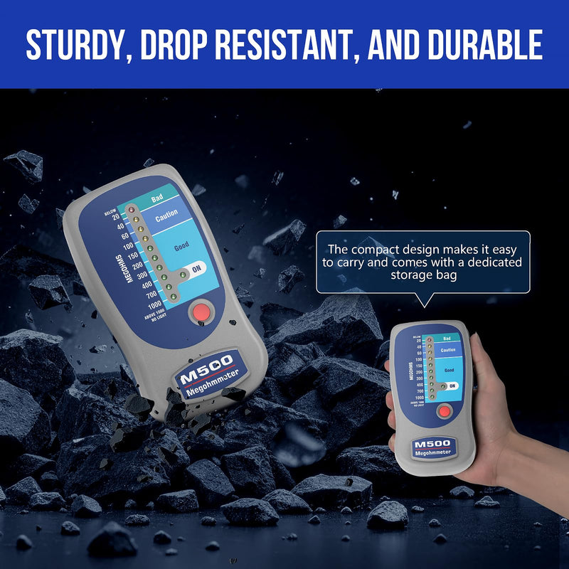 M500 Megohmmeter Tester | Professional HVAC Compressor & Electrical Insulation Tester | Industrial Measuring Instrument for Furniture Maintenance