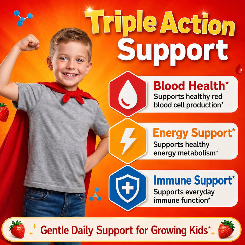 Iron Supplements for Kids Ages 4+, Liquid Iron Drops with Ferrous Bisglycinate, Vitamin C, Active Folate, B12, Zinc & Glycine, Kids Multivitamin with Iron, No Added Sugar, Strawberry Flavor, 4 Fl Oz 2 Fl Oz (Pack of 2)