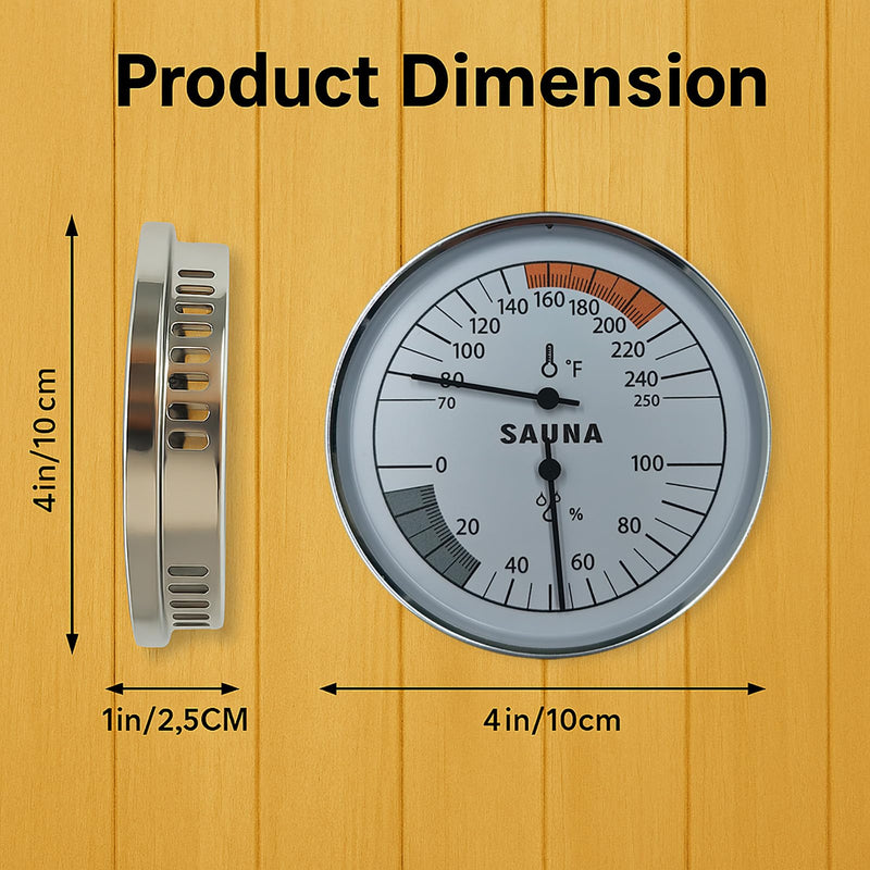 Sauna Thermometer and Hygrometer Combo – Precise Temperature & Humidity Gauge for Sauna Roomsk, Temperature Range 70-250°F, Humidity Range 0-100% - BeesActive Australia