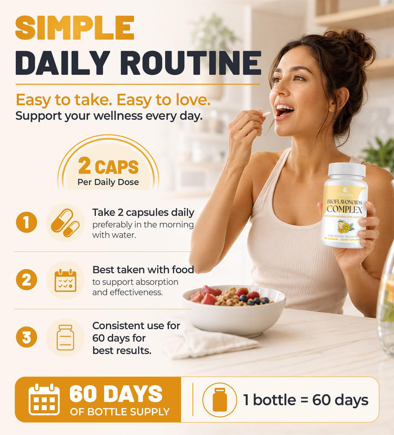 Citrus Bioflavonoids 1000mg with Quercetin & Rutin - Bioflavonoids for Antioxidant & Circulation*, Flavonoids Supplements - Standardized to 50% Hesperidin, 120 Capsules (60-Day Supply) 120 Count (Pack of 1)