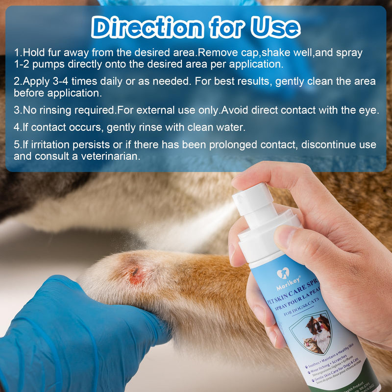 Pet Wound Care,Gentle Formula Wound Spray for Pets, Helps with Rashes,Itching,Skin Irritations, Hot Spots,Bites, Non-irritating for Relief & Treatment,Safe for Dogs&Cats,4.06OZ