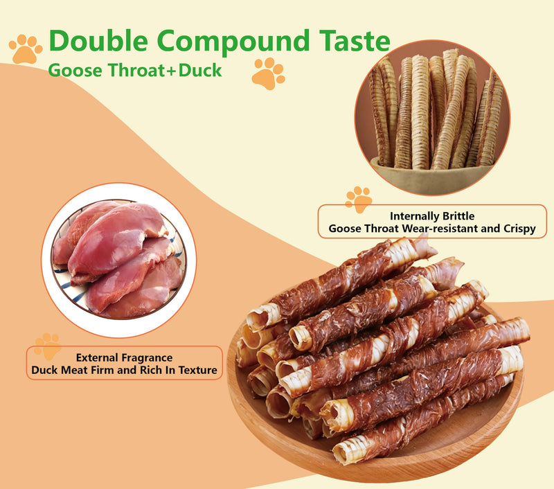 Duck Dog Treats–Duck Wrapped Goose Trachea, 10cm (25-30 Pcs) All Natural Trachea Sticks, Promotes Joint, Hip & Dental Health, High in Protein Low Fat, Dog Chews for Small & Medium Dogs