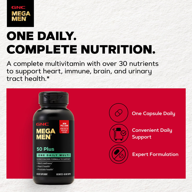 GNC Mega Men 50 Plus One Daily Multi, 60 Count, 60 Servings