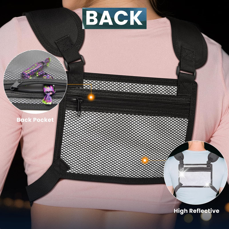 Running Chest Pack with Light, Chest Packs for Phone Holder, Edc Bag for Running, Lightweight Extra Storage Sports Chest Pouch for Runners Cycling Motorcycle Hiking - BeesActive Australia
