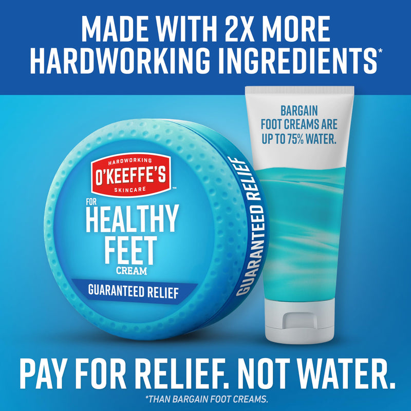 O'Keeffe's for Healthy Feet Foot Cream - 3.2 oz Jar (1 Pack) - Guaranteed Relief for Extremely Cracked, Dry Feet, Repairing Skincare, Instantly Boosts and Retains Moisture Levels 3.2 Ounce (Pack of 1)