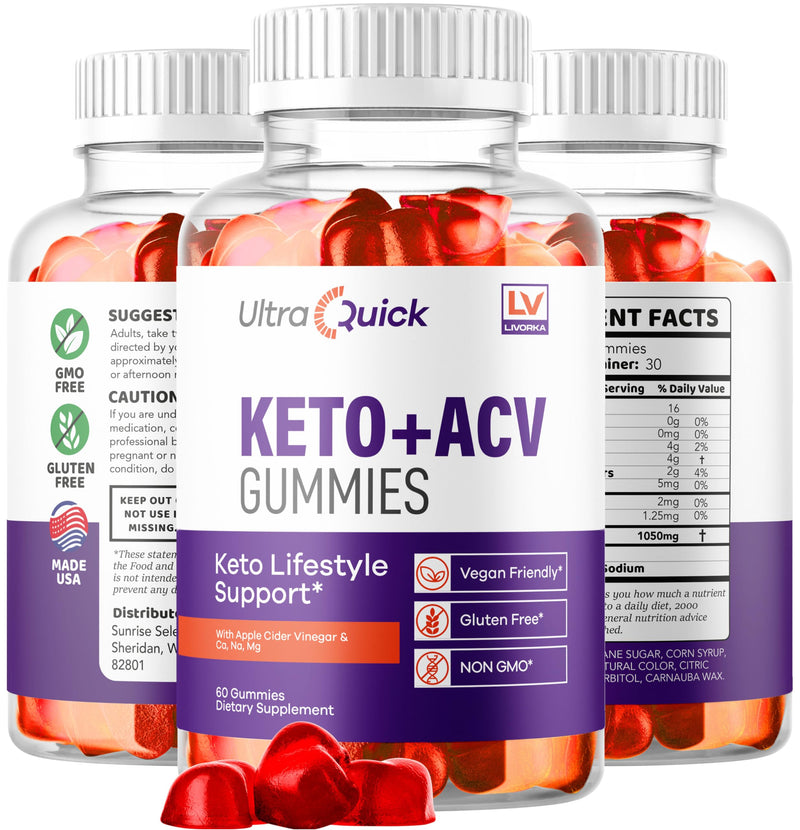 (2 Pack) Ultra Quick Keto ACV Gummies Weight Loss, Ultra Quick Keto ACV Gummies, UltraQuick Keto ACV Gummies, UltraQuick Keto Plus ACV Support Gummies, Ultra Quick Weight Loss Gummies for 2 Months 60 Count (Pack of 2)