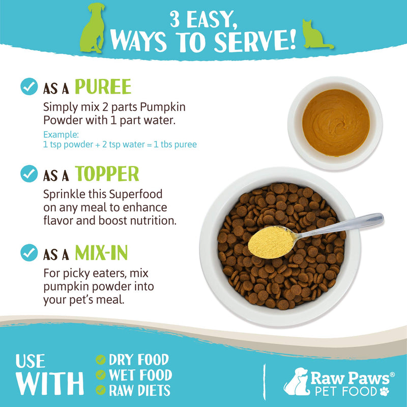 Raw Paws USA Organic Pumpkin Powder for Cats & Dogs, 4-oz - Healthy Stool, Diarrhea, Constipation Relief, Pure Pumpkin for Dogs, Canned Pumpkin for Dogs Alternative, Dog Pumpkin Powder, Fiber for Cats 4 oz - BeesActive Australia