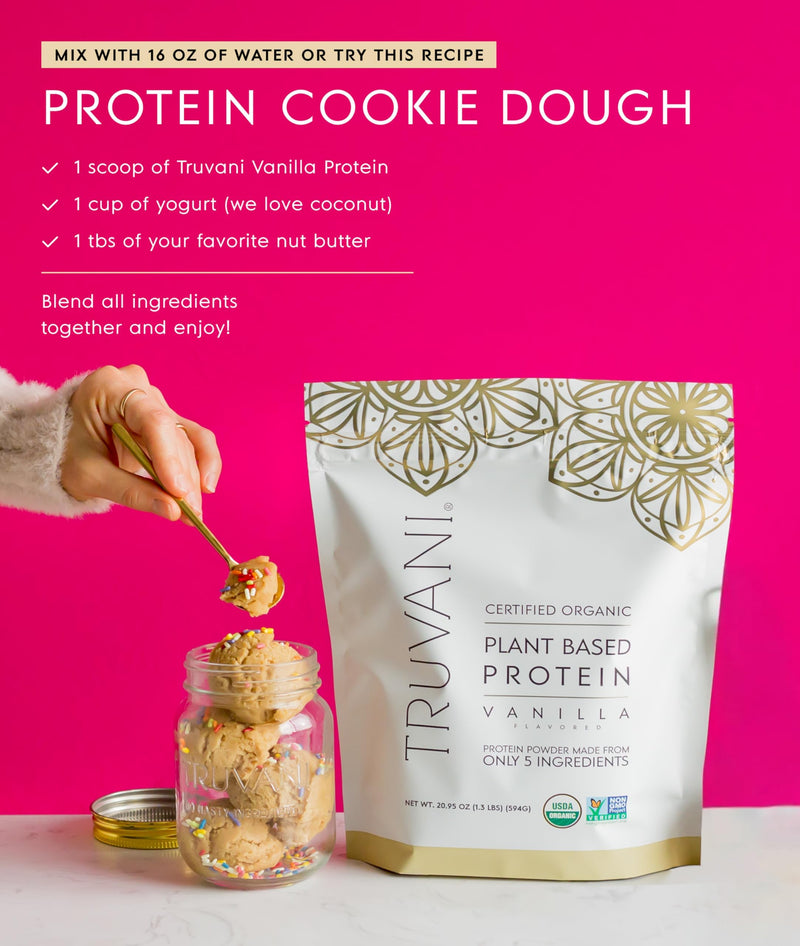 Truvani Vegan Pea Protein Powder | Vanilla | 20g Organic Plant Based Protein | Single Serving Travel Packets | 10 Servings | Keto | Gluten & Dairy Free | Low Carb | No Added Sugar - BeesActive Australia