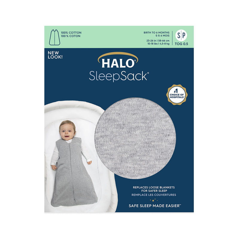 HALO SleepSack, 100% Cotton Wearable Blanket, Swaddle Transition Sleeping Bag, TOG 0.5, Heather Grey, X-Large X-Large (Pack of 1) - BeesActive Australia