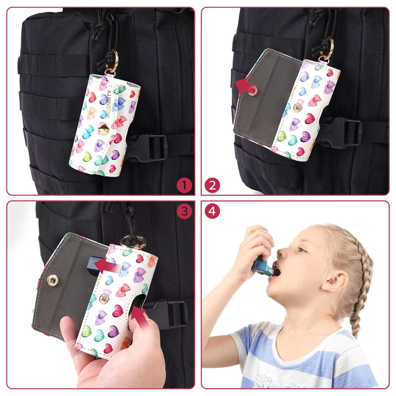 MGZNMTY Asthma Inhaler Case, Carrying and Travel Holder Case Compatible with Handy Inhaler for Adults and Kids (ONLY CASE) (Raining Hearts) Raining Hearts - BeesActive Australia