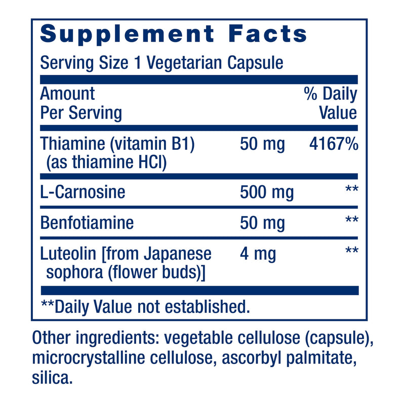 Life Extension Super Carnosine, Heart Health, 60 Capsules | With L-Carnosine, Luteolin & Vitamin B1 for Muscle Support & Exercise Recovery, Gluten-Free, Non-GMO & Vegetarian