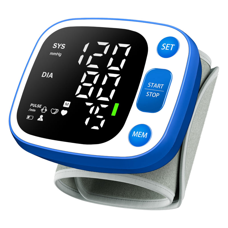 Oklar Wrist Blood Pressure Monitor, FDA Cleared Rechargeable BP Machine Blue
