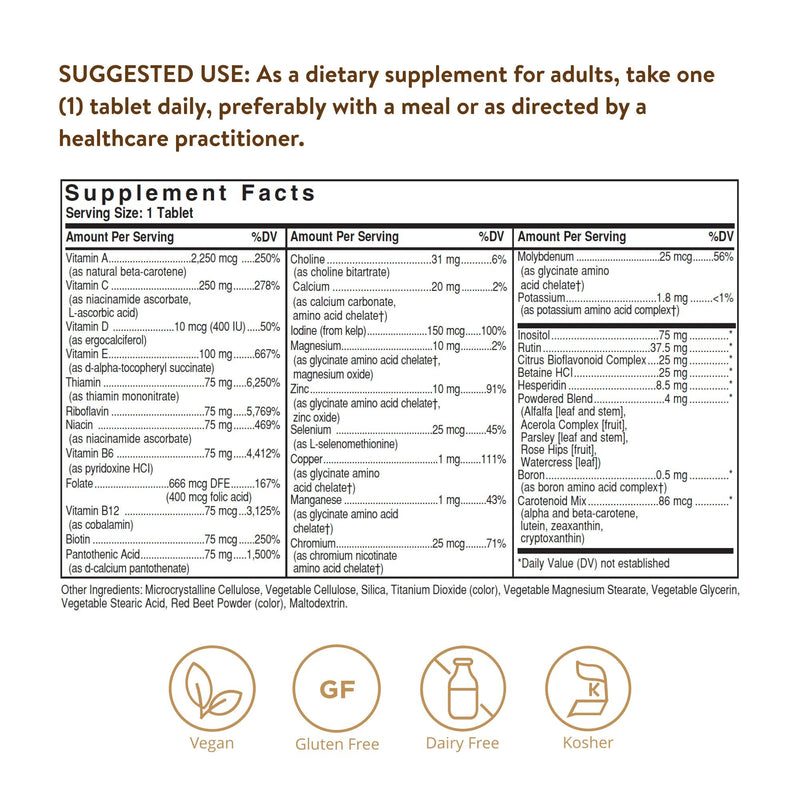 Solgar Iron-Free Formula VM-75, 90 Tablets - Vitamins A, B6, B12, C, D, E | Multivitamin with Chelated Minerals, Biotin, Magnesium, Calcium, Zinc - Vegan, Gluten & Dairy-Free, Kosher - 90 Servings Unflavored 90 Count (Pack of 1)