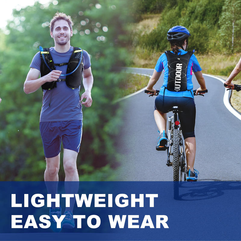 Running Vest Hydration Backpack with 2L Water Bladder, Adjustable Hydration Running Vest for Women Men, with Multiple Pockets, Reflective Strip, Whistle, Quick-Drying Fabric