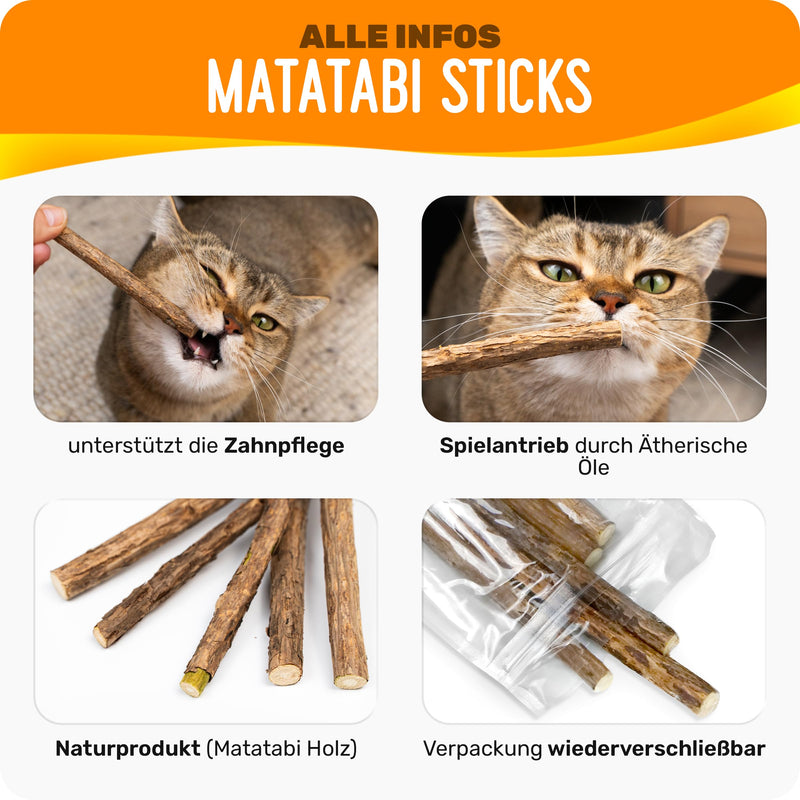 PETLIMA® | 5 x Matatabi Sticks - Natural dental care for cats, reduces plaque and tartar, cat toy with essential oils, airtight packaging for long-lasting freshness - BeesActive Australia