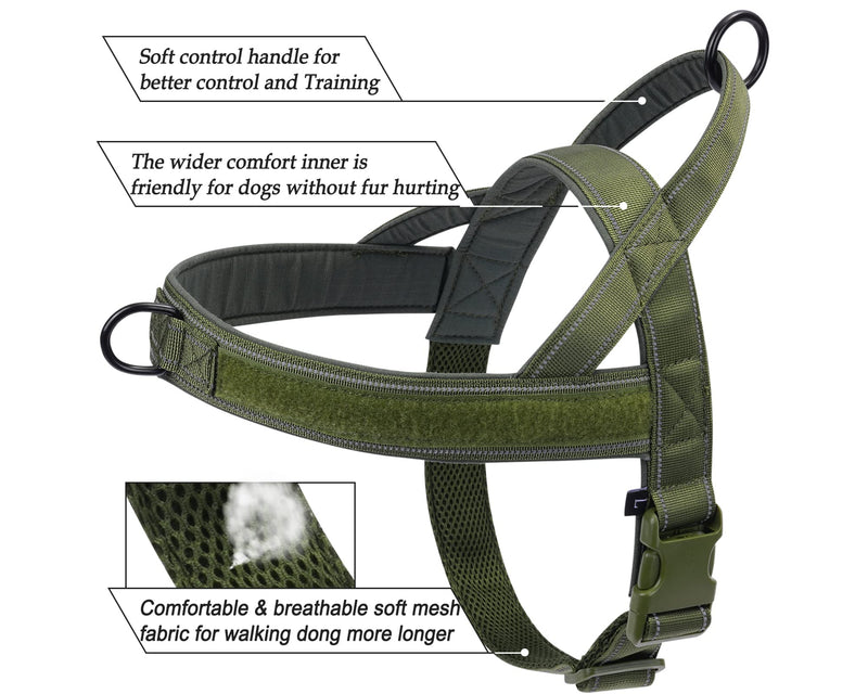 Eeyfarog No Pull Dog Harness for Small Medium Dogs, Reflective Escape-Proof Adjustable without Pull, Dog Harness (Green, L) Green - BeesActive Australia