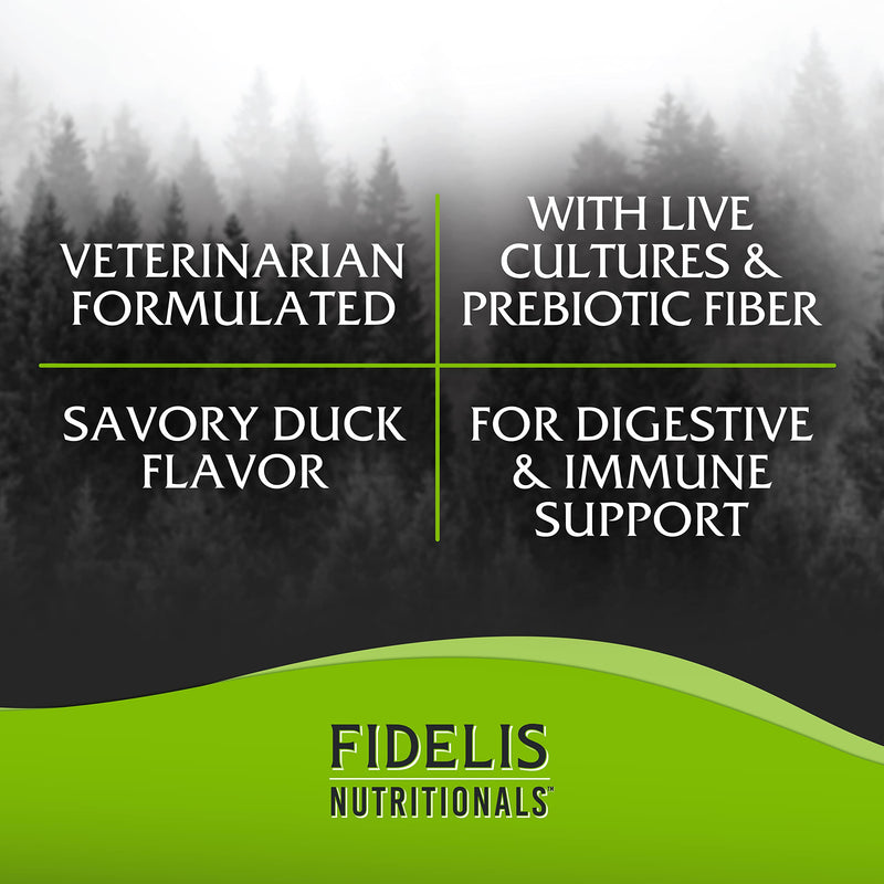 FIDELIS Probiotic Plus+ Pet Probiotics for Dogs, Digestive Gut Health, Yeast, Itchy Skin/Ears, Paw Licking, Safe Dog Treat Supplement for Pets, Adult, Big & Small, Made in USA, Duck Flavor, 120 Chews Probiotic Plus+ 120 Soft Chews - PawsPlanet Australia