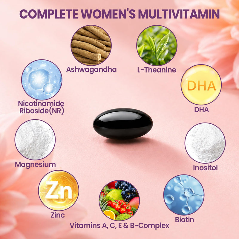 Multivitamin for Women, Daily Women’s Multivitamin 240 Softgels with Biotin, Magnesium, Zinc, Vitamins A, C, E & B Complex, Ashwagandha, DHA & L-Theanine | Hair, Skin, Nails, Calm & Immune Support