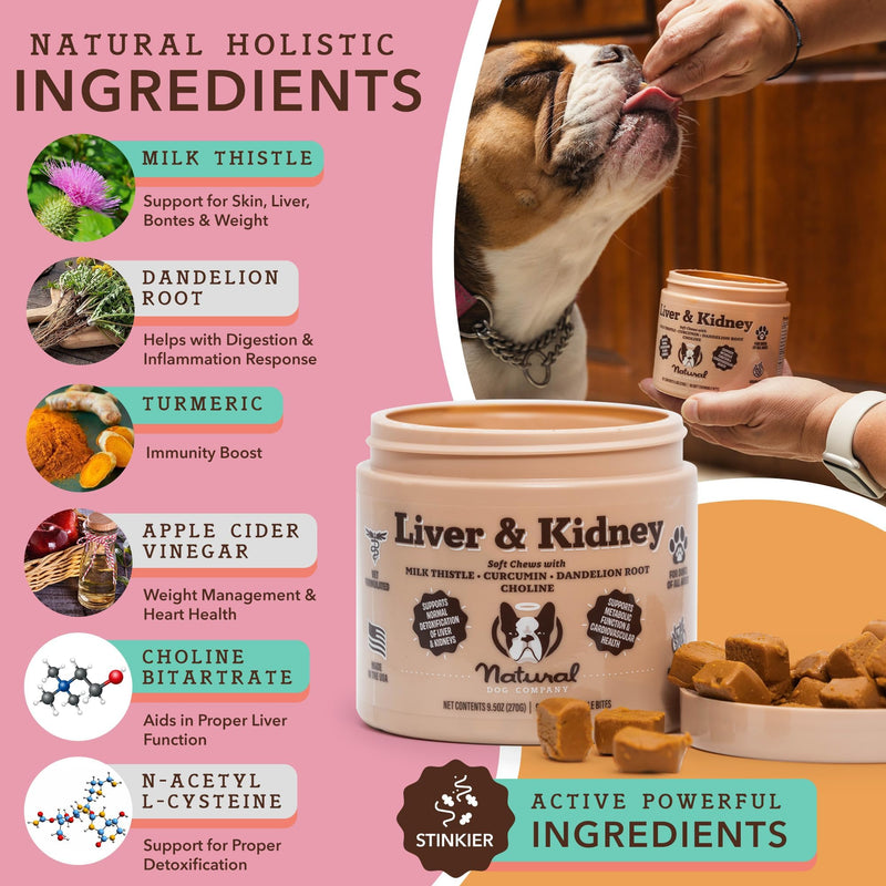Natural Dog Company Senior Dog Liver Health Bundle Supplement Chews for Dogs, (1) Multivitamin Chews 90 Count, (1) Liver & Kidney Chews 90 Count, Milk Thistle for Dogs, Dog Vitamins & Supplements - BeesActive Australia