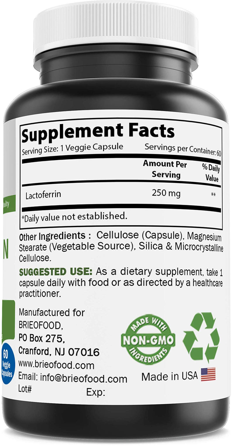 Brieofood Lactoferrin 250 mg 60 Veggie Capsules