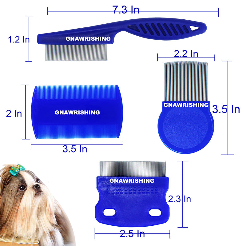 Flea Comb 4Pcs with High Strength Teeth Pet Tear Stain Remover Combs, Pet Dog Cat Grooming Comb Set Effective Float Hair Remover - BeesActive Australia