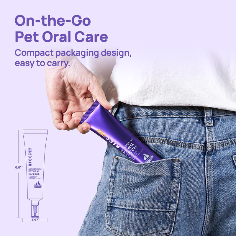 HICC PET Dog Dental Gel for Dogs & Cats, No-Brush Teeth Cleaning Gel, Dog Breath Freshener, Reduce Plaque & Tartar, and Support Gum Comfort, Daily Use Oral Care, 60ml, Natural Ingredients