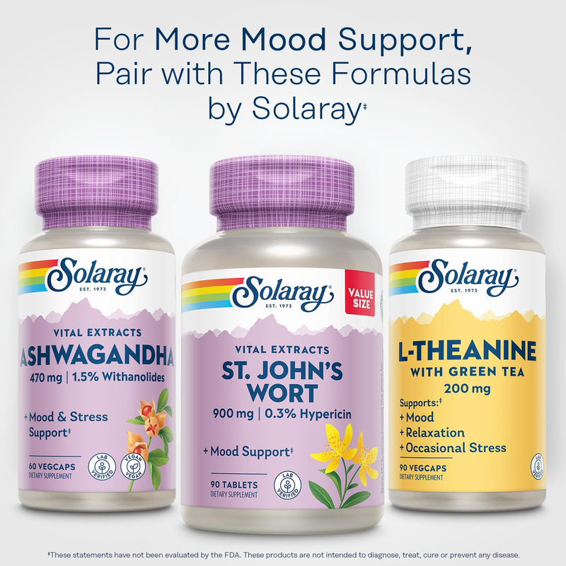 SOLARAY St. Johns Wort Aerial Extract One Daily 900mg | Standardized w/ 0.3% Hypericin for Mood Stability | Non-GMO | 90 Servings | 90 Tablets 90 Count (Pack of 1) - BeesActive Australia