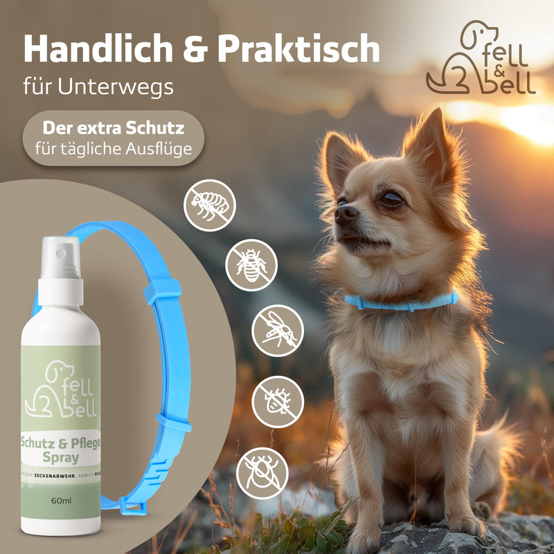 fell&bell tick collar with 60 ml coconut care spray - natural oils against vermin - dog collar in 5 colors - protection up to 8 months - flea collar - waterproof - for all dogs (blue) blue - BeesActive Australia