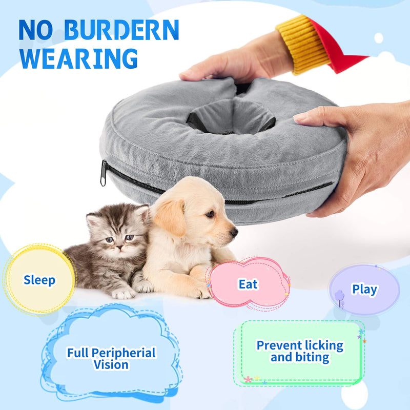 Inflatable dog collar, adjustable dog collar, leak protection, protective collar, dog collar, soft neck collar for dogs that does not block the view for recovery after operations or wounds, gray L [neck: 38 cm - 50 cm] L - BeesActive Australia